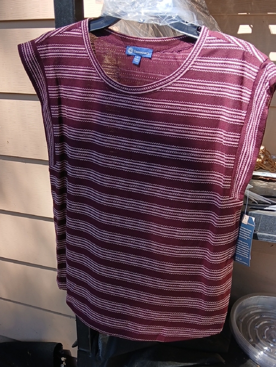 Democracy Tops - Democracy Dark Boysenberry Top with Light Pink Embroidery. NEVER WORN